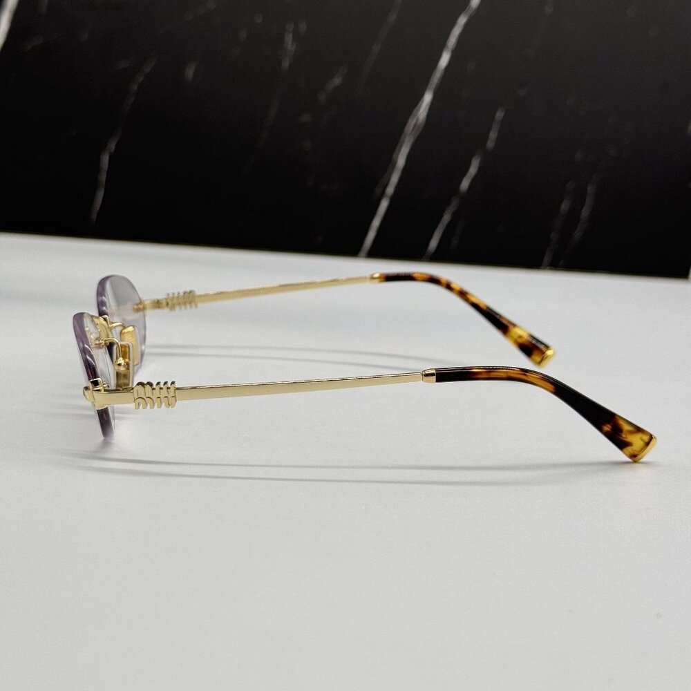 NEW MIU MIU MUA54S 5AK08N OVAL SUNGLASSES GOLD/CLEAR WOMEN MU A54S, SMU A54 - Picture 8 of 12